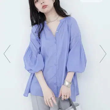 nature couture / 인도 면 핀턱 개더 블라우스 블루