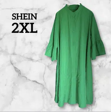 SHEIN [ 2XL ] [ 3L ] 그린 셔츠 원피스 7부 소매 쉬인