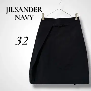 JILSANDER NAVY 네이비 턱 미디 스커트 32 이탈리아제