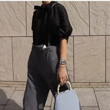 Machatt 자카드 리본 퍼프 슬리브 블라우스