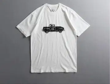 미사용 RRL 트랙 프린트 화이트 티셔츠 M