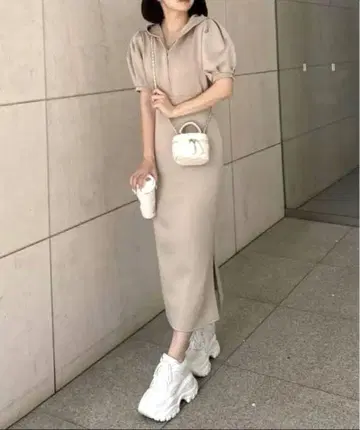 25일까지 로얄 파티 ZIP 후드 반팔 타이트 원피스