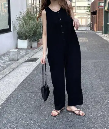 canal jean El mar 레이온 린넨 탱크 콤비네존