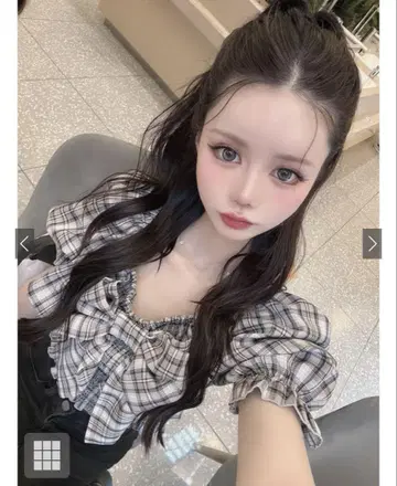 빅 리본 체크 무늬 상의