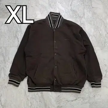 디키즈 바시티 자켓 남성용 XL 브라운 리브 소매 자수 로고 블루종
