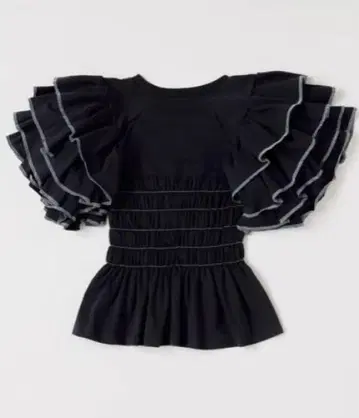 TIERED FRILL SLEEVE SHIRRING 티셔츠