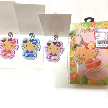 산리오 3단 아크릴 참 키링 일광화상 키티 러버 스트랩