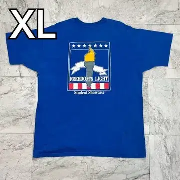 프룻 오브 더 룸 T셔츠 남성용 XL 블루 백 프린트 코튼