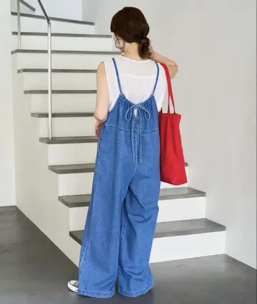 FREAK'S STORE 한정 전개 끈 데님 멜빵바지