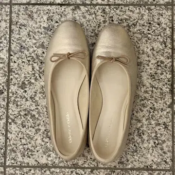 오데뜨 앤 오딜 발레 슈즈 23.5cm 골드 천연 가죽