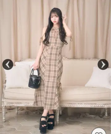 미셸 마카롱 바이어스 체크 머메이드 원피스