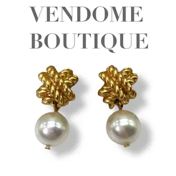 VendomeBoutique Gold Rope Pearl Earrings