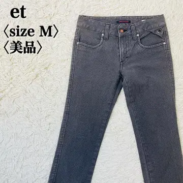 et 크롭 팬츠 M 새상품급 일본제 깅엄 체크 그레이