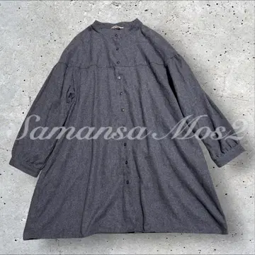 새상품급 사만사 모스모스 라운드 절개 튜닉 노카라 블라우스