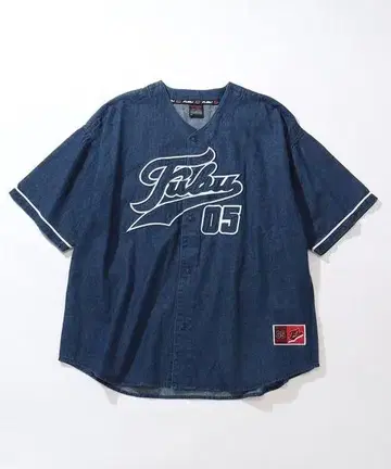 FUBU 후부 데님 베이스볼 셔츠