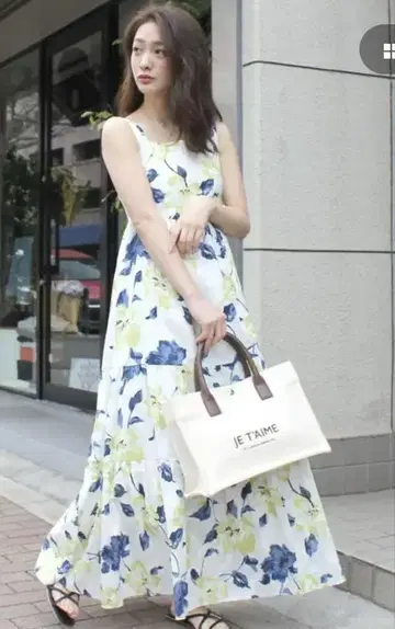 머큐리 듀오 플라워 코튼 자카드 맥시 원피스