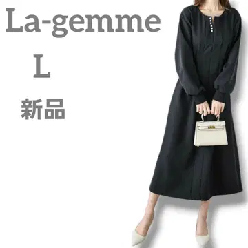 새상품 La-gemme 펄 모티브 허리 턱 드레스 원피스 L