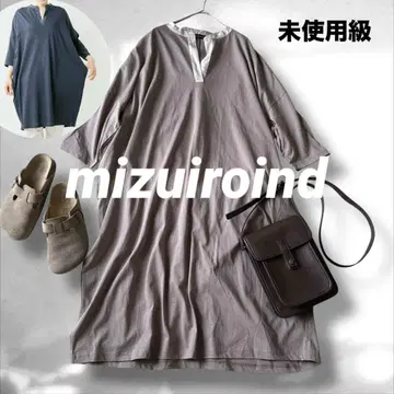 mizuiroind 미즈이로 인드 직조 콤비 헨리넥 와이드 원피스