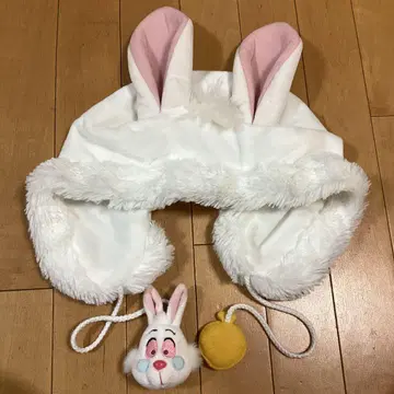 디즈니 리조트 원더랜드의 앨리스 화이트 토끼 팬캡 모자 새상품급