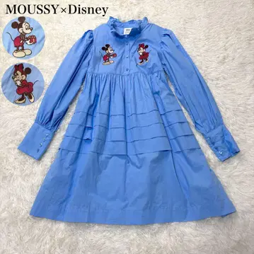 [레어] Disney MOUSSY 미키 미니 자수 원피스 블루