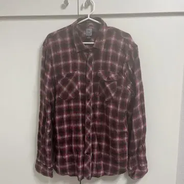 Volcom 레드 체크 무늬 플란넬 셔츠 M 구제 의류