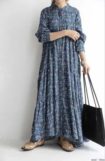 안티카 페이즐리 롱 원피스 티어드