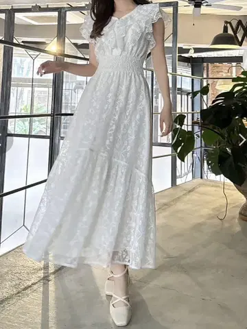 dazzlin 백리본 레이스 민소매 원피스