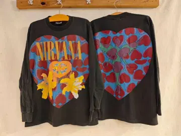 XL NIRVANA 하트 모양 그래픽 티셔츠 닐바나