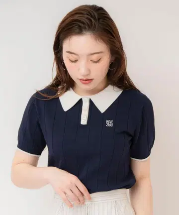 [새상품] 레이디 아젤 바이컬러 폴로 썸머 니트탑