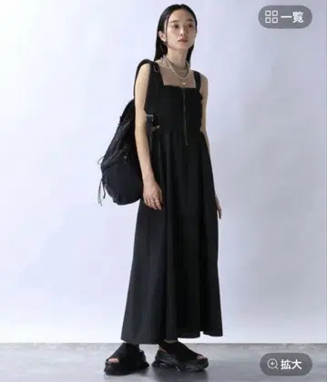 JEANASIS 지나시스 프론트 ZIP 셔링 원피스 블랙