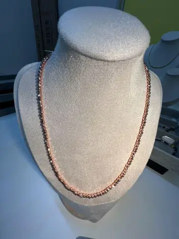 핑크 골드 헤마타이트 3mm 목걸이 42cm