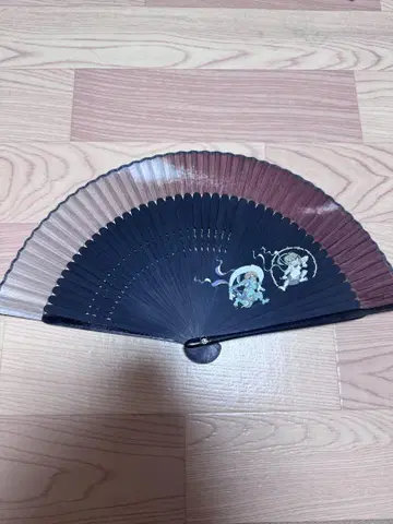 풍신뇌신 디자인 부채 블랙 레드
