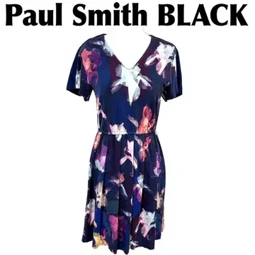 Paul Smith BLACK 반팔 원피스 플리츠 M 올 패턴 네이비