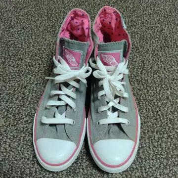 반스 하이컷 스니커즈 24cm 그레이 핑크 VANS