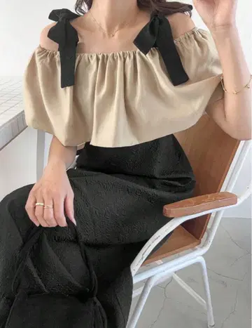 오프숄더 리본 롱 원피스 빅 사이즈 XL LL