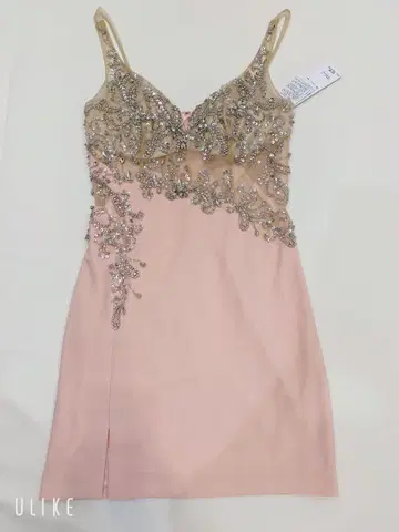 IRMA 비즈 장식 핑크 타이트 드레스