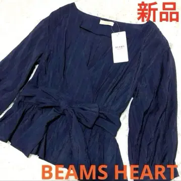 새상품 BEAMS HEART 빔즈 블라우스 캐시 랩 블라우스 리본