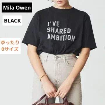 [새상품급] Mila Owen 3단 로고 티셔츠 넉넉한 0 사이즈 블랙