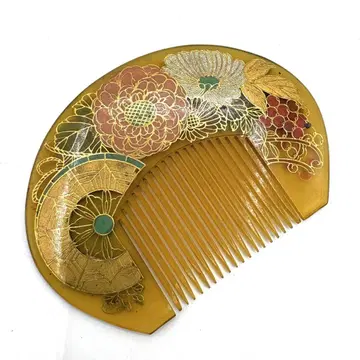[ 앤티크 ] 국모란 금 칠 빗 양면 채색 9.7cm