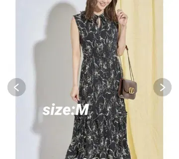 tocco closet 리본 장식 라인 플라워 프린트 플리츠 원피스