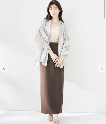COCODEAL 스트레치 펜슬 스커트 브라운 M 사이즈