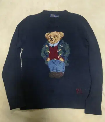 Polo Ralph Lauren 폴로베어 자수 코튼 스웨터 네이비