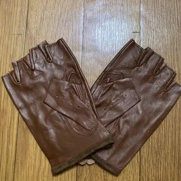 브라운 가죽 핑거리스 장갑