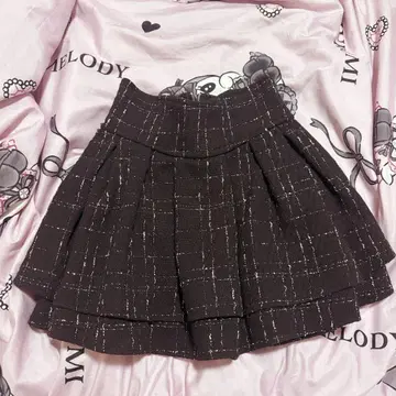 미셸 마카롱 트위드 슬림 레그 스커트 블랙 S