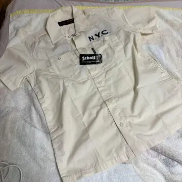 새상품 택 포함 Schott N.Y.C. 반팔 워크 셔츠 아이보리