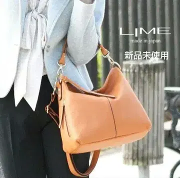 LIME 숄더백 사선 가케 경량 2way 천연 가죽 일본제 카멜