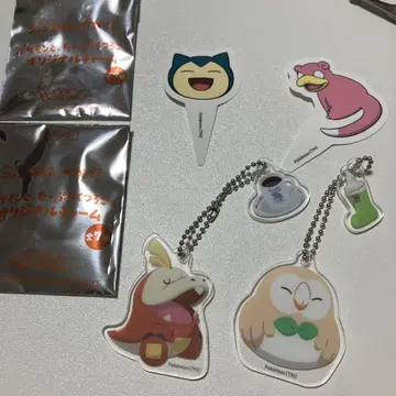 코메다 커피 포켓몬 아크릴 키링 2개 세트 카비곤과 야돈 스티커 포함