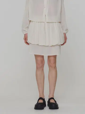 AMOMENTO 24ss SHEER LAYERED SKIRT 화이트