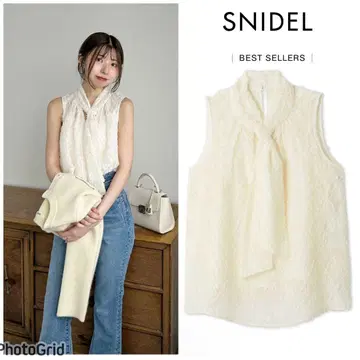 SNIDEL 스나이델 슬리브리스 보타이 블라우스