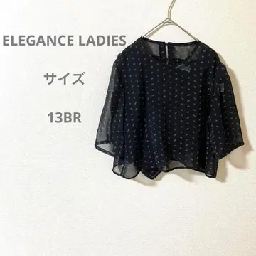 ELEGANCE LADIES 시어 셔츠 네이비 도트 무늬 반팔 블라우스